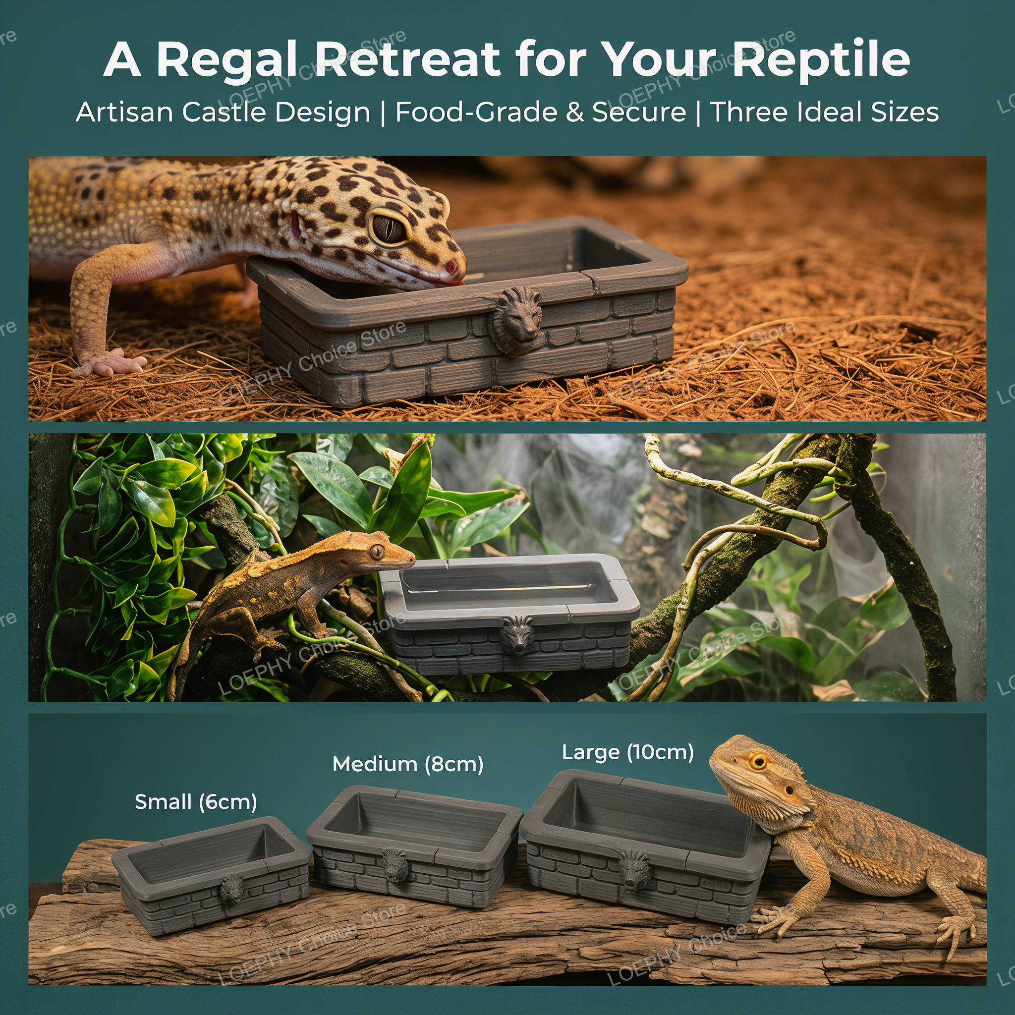 Castle Reptile Water Bowl Lion - Water Dish Reptile のレビューと価格
